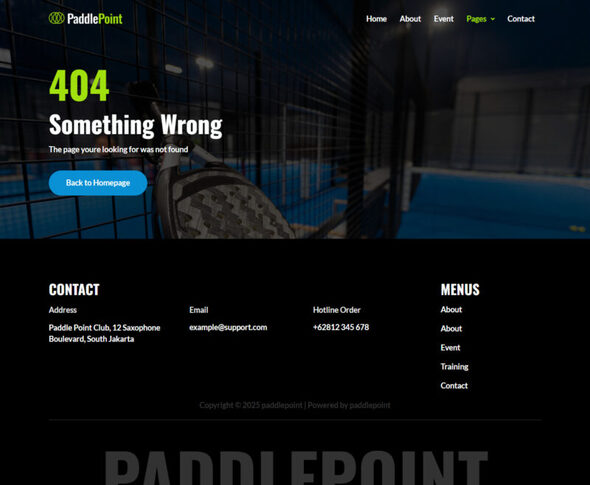 PaddlePoint – Paddle Gear & Court Booking Elementor Template Kit