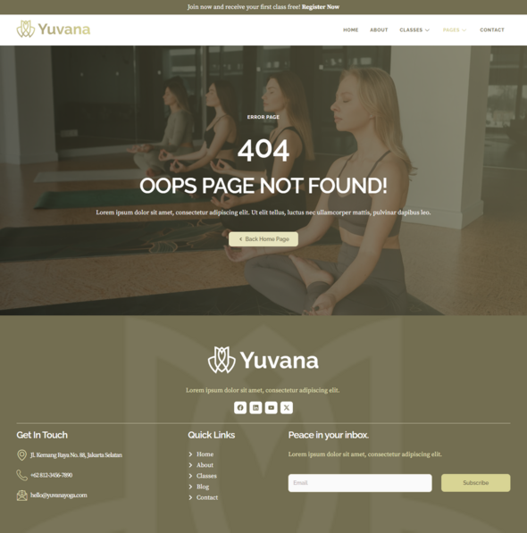 Yuvana - Yoga Studio Elementor Template Kit