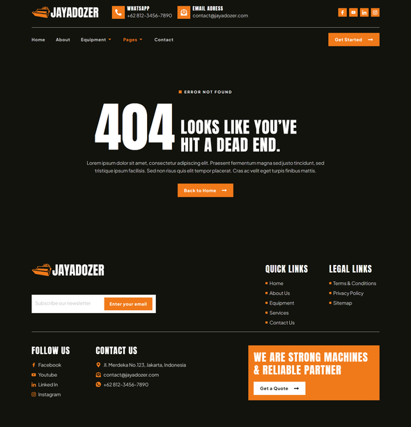 Jayadozer - Machinery Heavy Equipment Elementor Template Kit