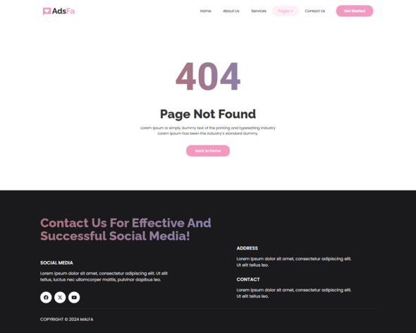 AdsFa - Social Media Marketing Agency Elementor Template Kit