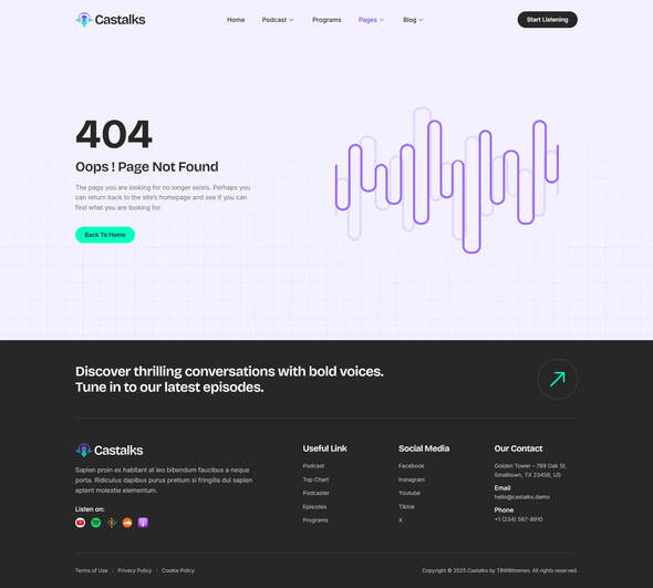 Castalks - Podcast & Radio Streaming Elementor Template Kit