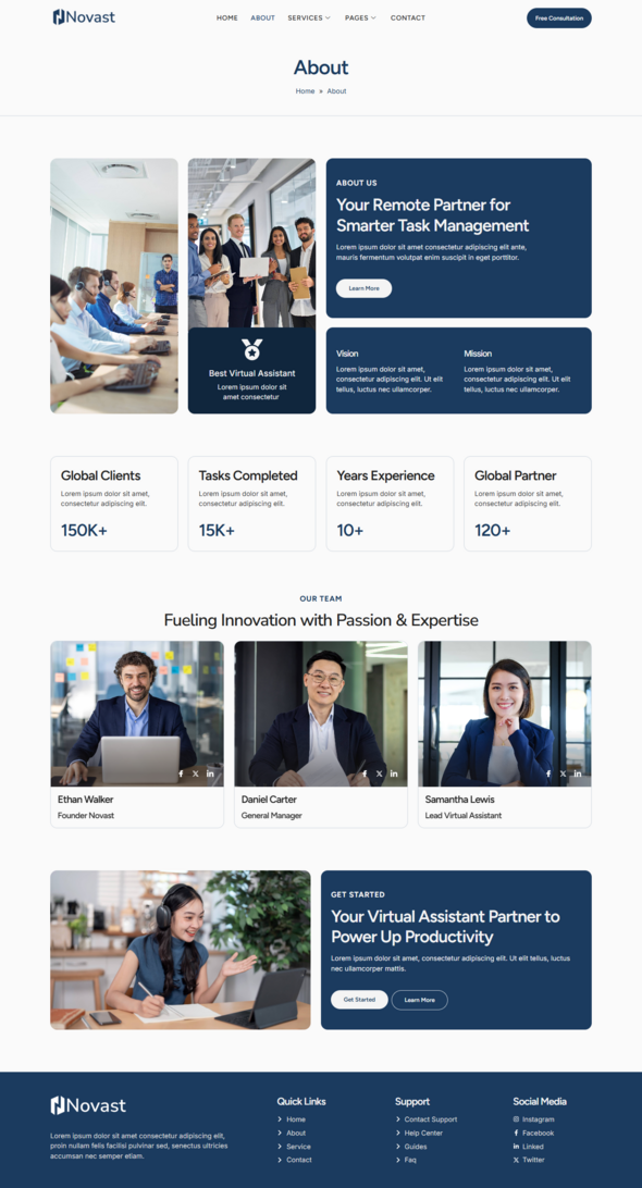 Novast - Virtual Assistant Elementor Template Kit
