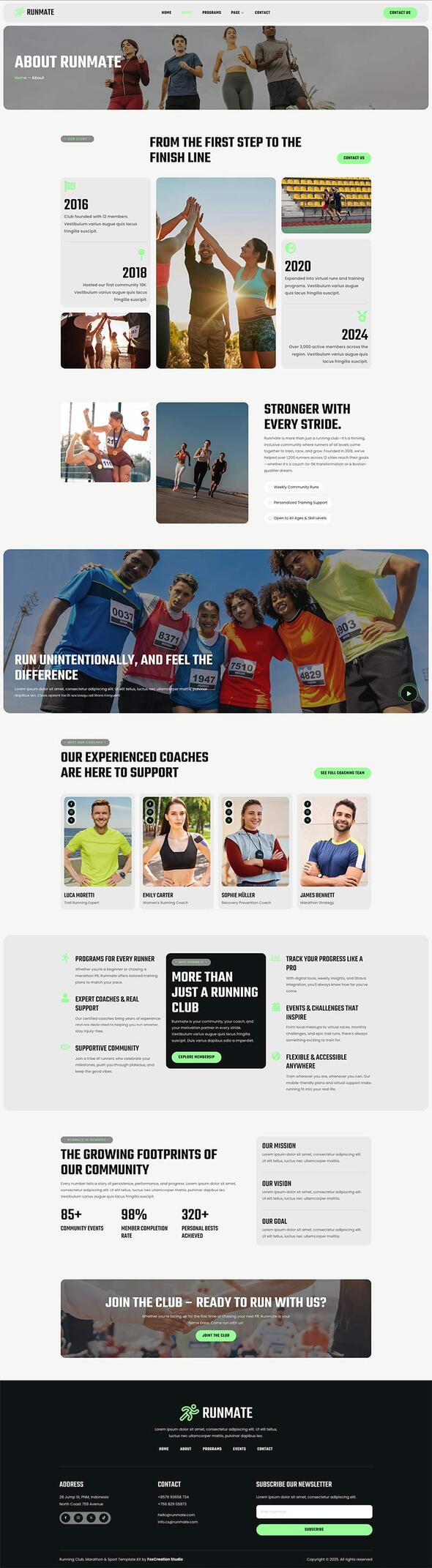 Runmate - Marathon Running Club & Sport Elementor Template Kit