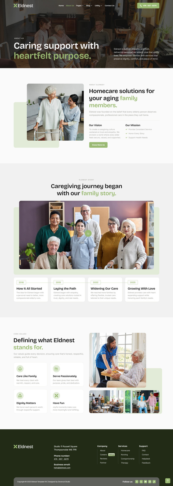 Eldnest - Home Caregiving Elderly Elementor Template Kit product preview
