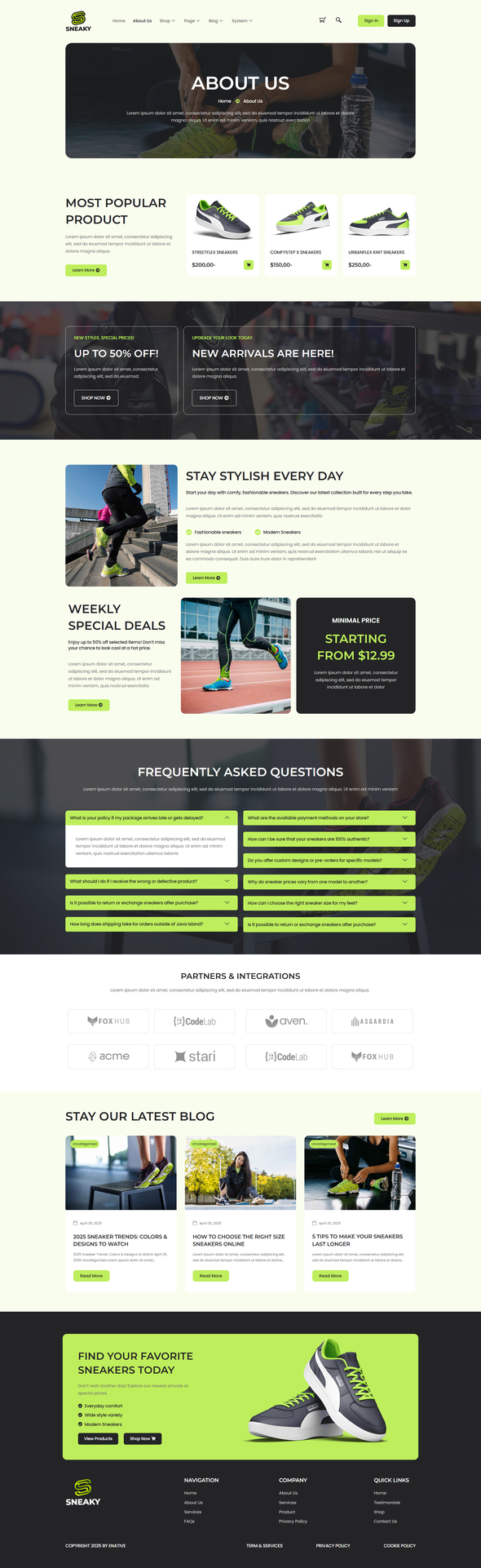 Sneaky - Shoe Laundry Service Elementor Template Kit