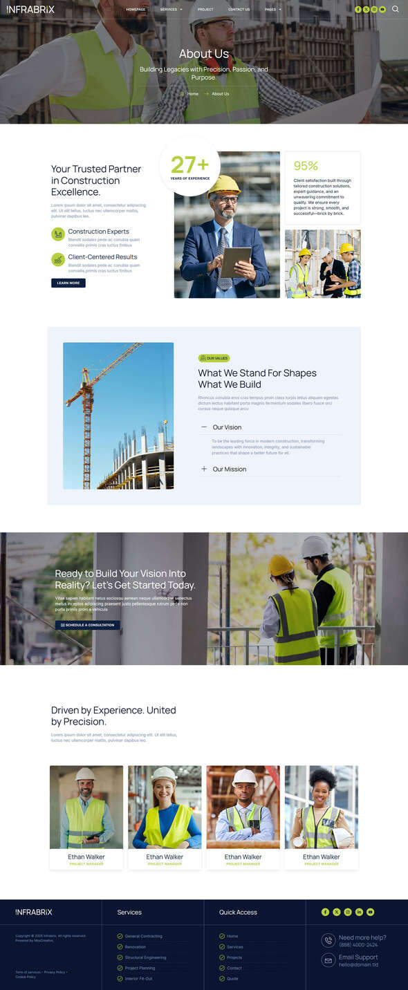 Infabrix - Construction & Building Service Elementor Template Kit