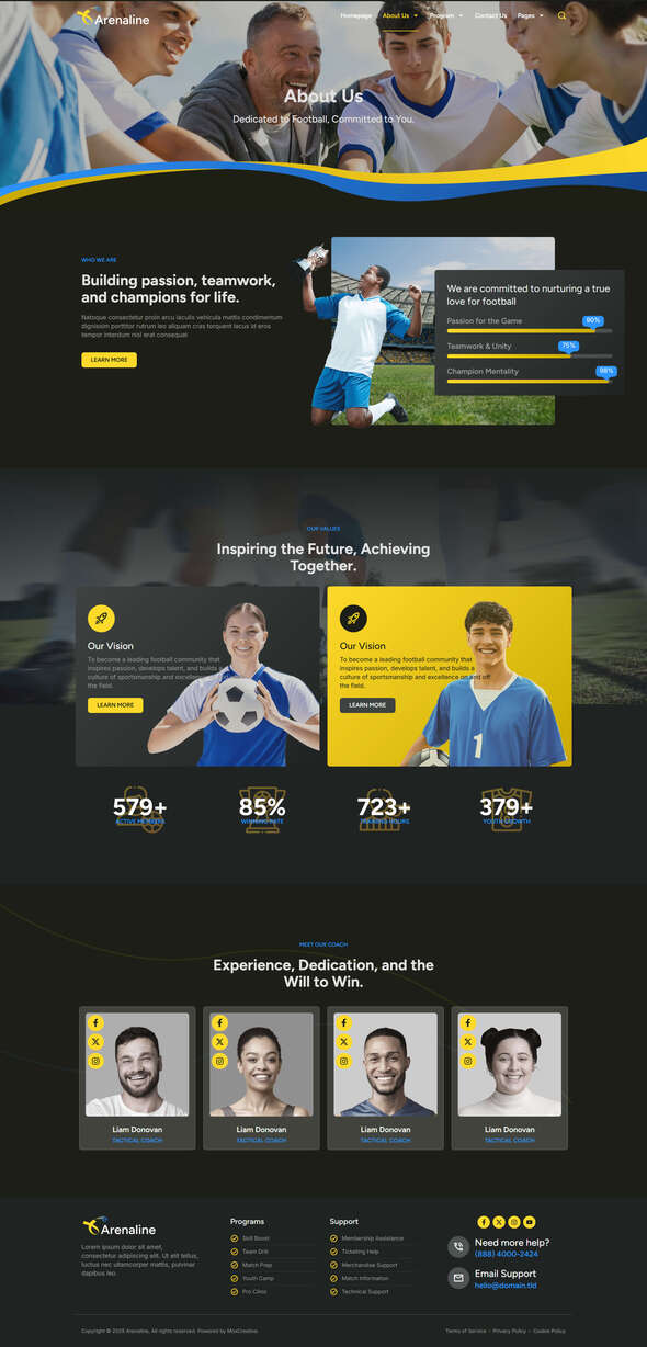 Arenaline - Football Club & Sports Academy Elementor Template Kit