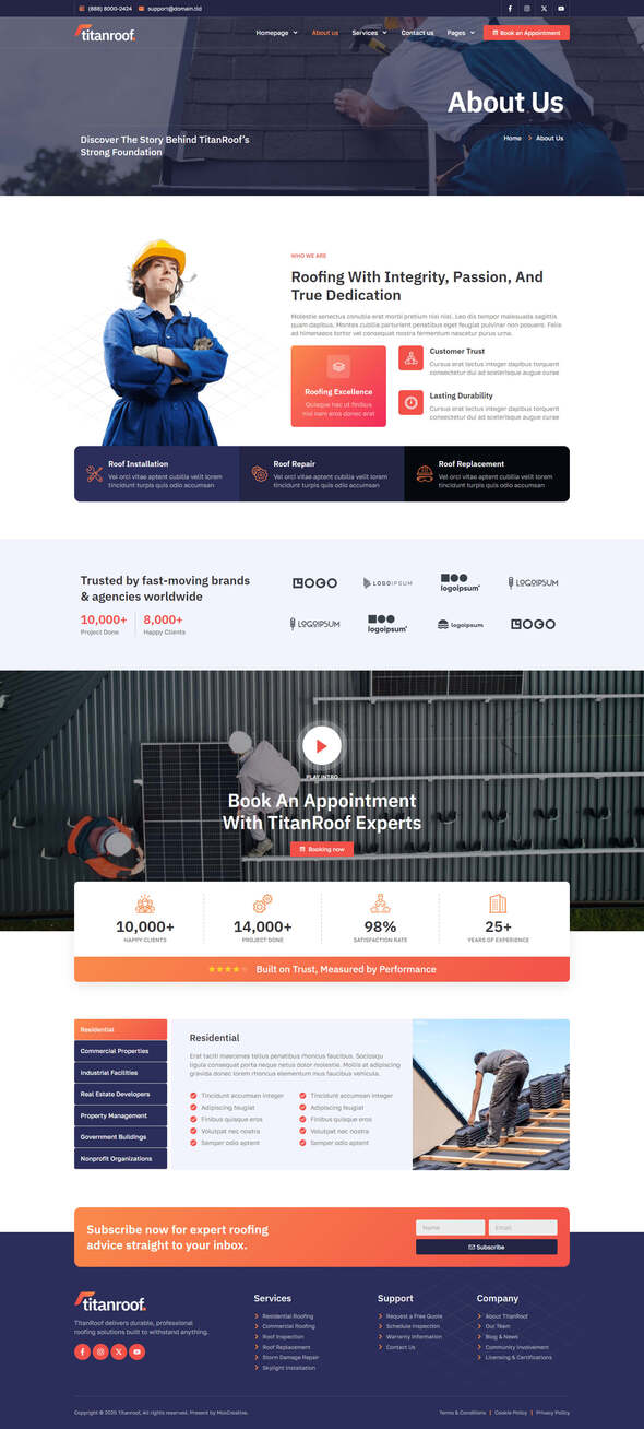TitanRoof - Roofing Services Elementor Pro Template Kit