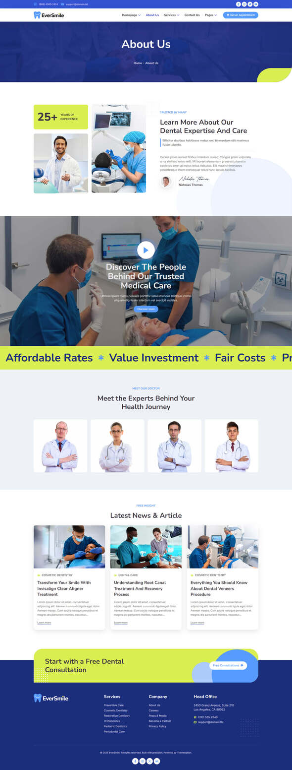 EverSmile - Dentist & Medical Care Elementor Template Kit