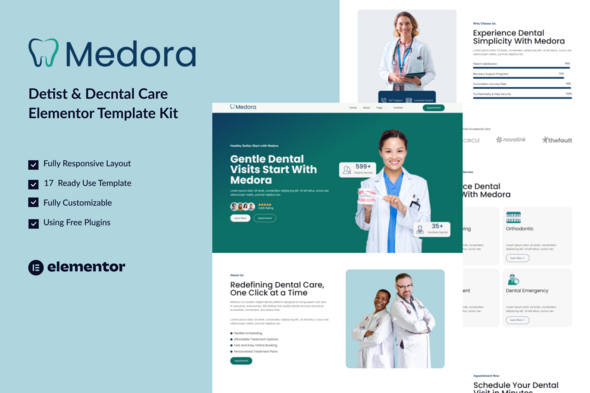 Medora -  Dentist & Dental Care Elementor Template Kit
