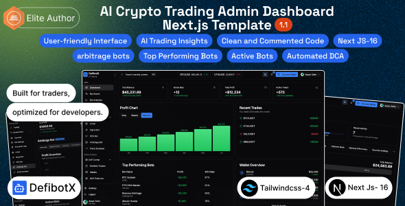 DefibotX – AI Crypto Trading Admin Dashboard Next.js Template