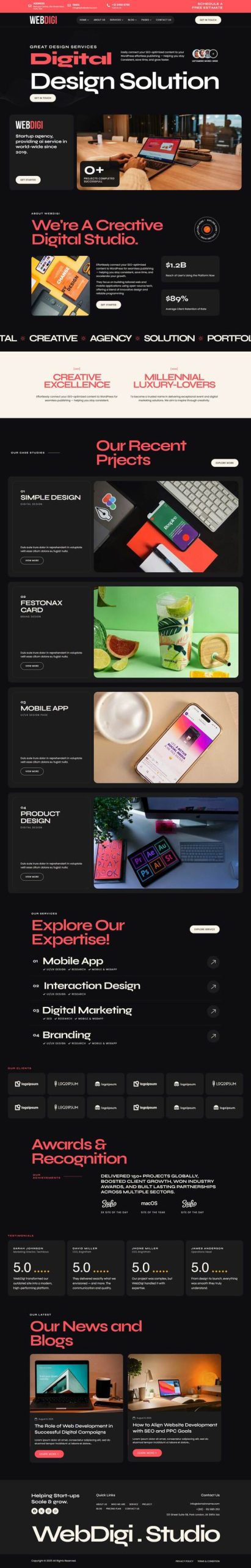 WebDigi - Digital Agency & Creative Portfolio Elementor Template Kit