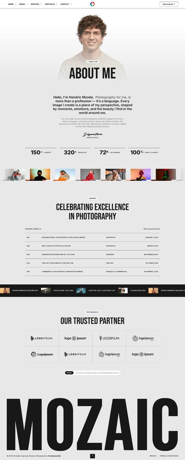 Mozaic - Photography & Portfolio Elementor Template Kit