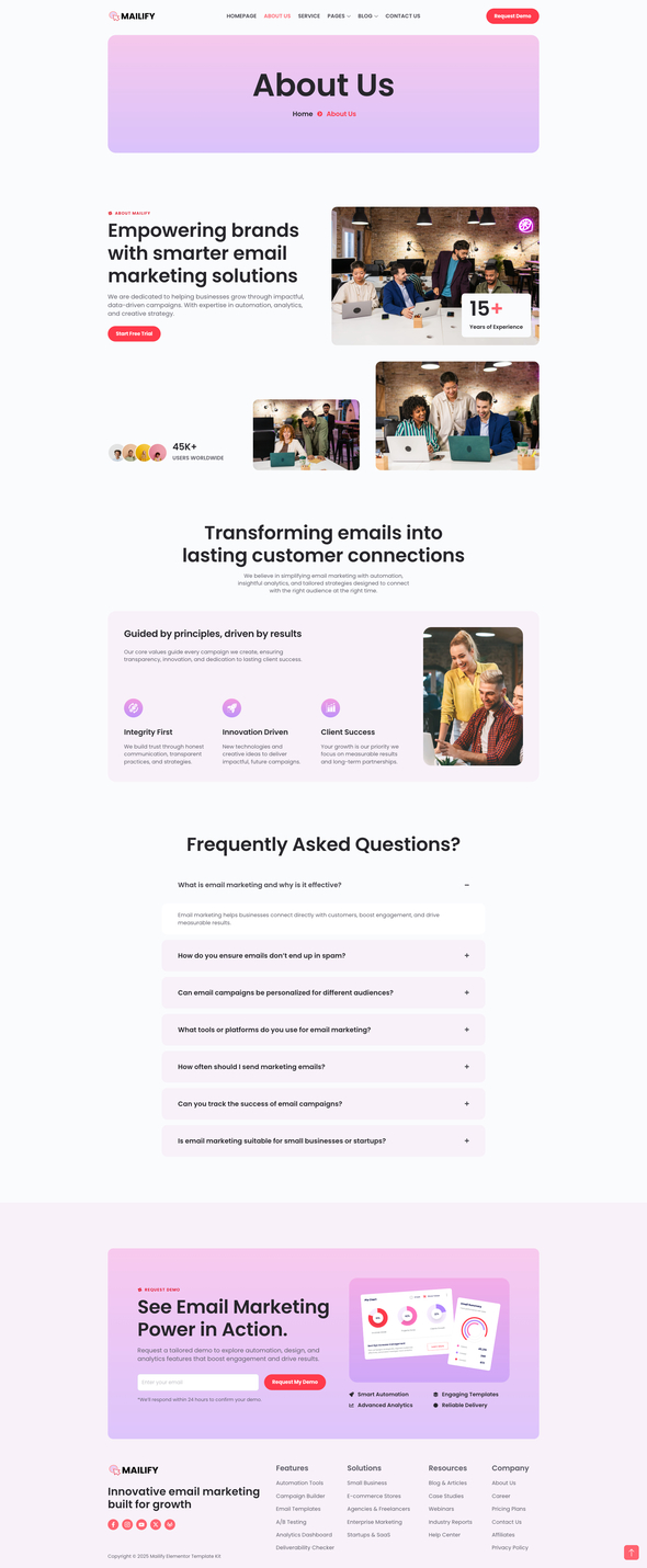 Mailify – Email Marketing Service Elementor Template Kit