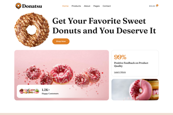Donatsu - Donut Store Ecommerce Elementor Pro Template Kit