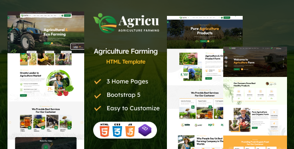 Agricu - Agriculture Farming HTML Template product preview