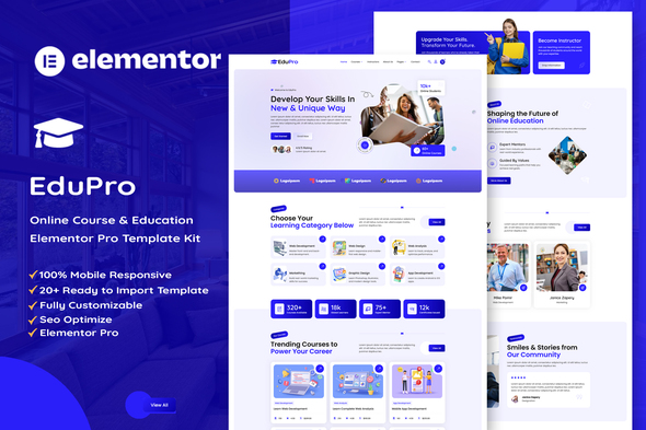 Edupro - Online Course & Education Elementor Pro Template Kit product preview