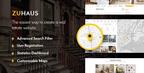 Product preview supplied for Zuhaus - Real Estate WordPress Theme