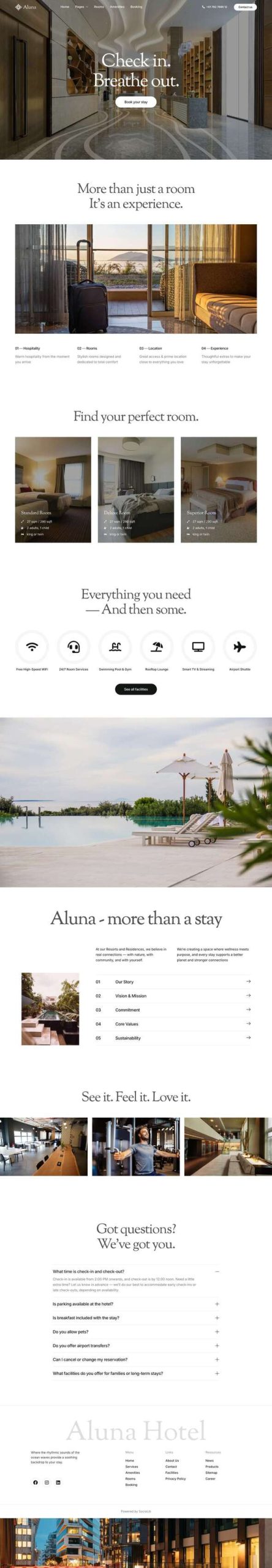 Aluna - Hotel & Resort Elementor Template Kit