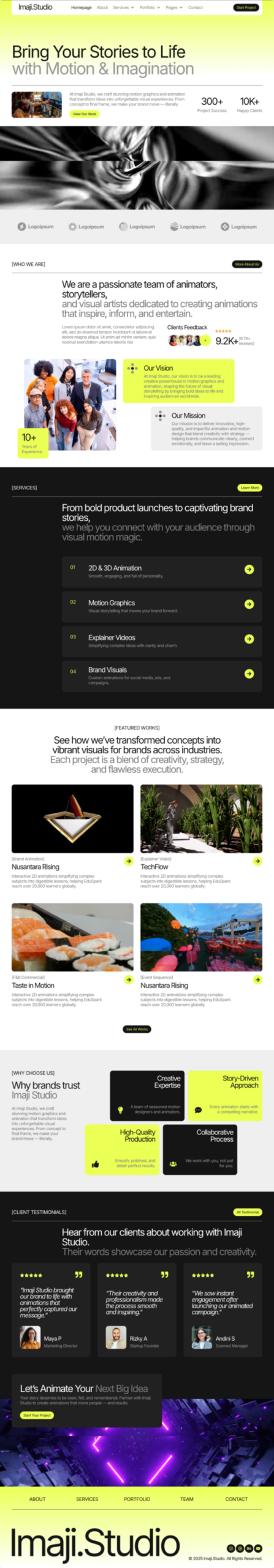 ImajiStudio - Motion Graphics & Animation Agency Elementor Pro Template Kit