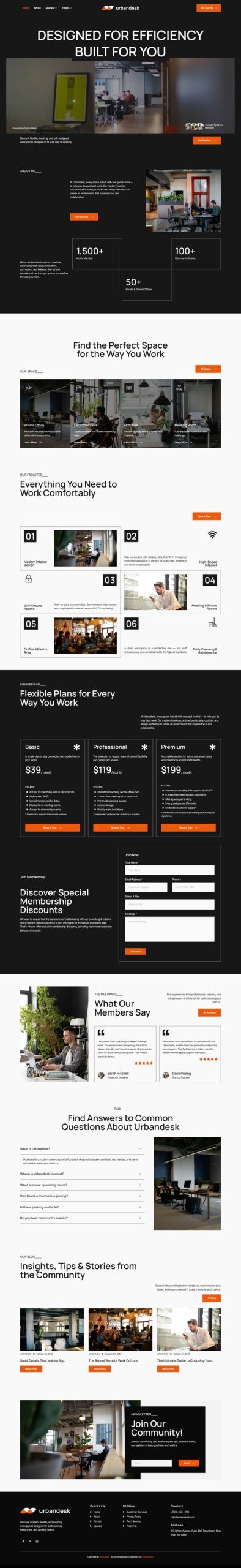 Product preview supplied for Urbandesk – Workspace & Coworking Elementor Template Kit