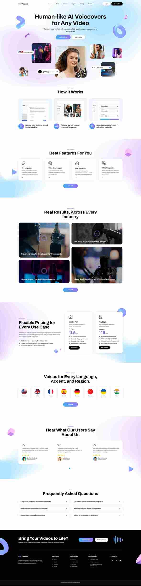 Voicera - AI Voiceover Elementor Template Kit