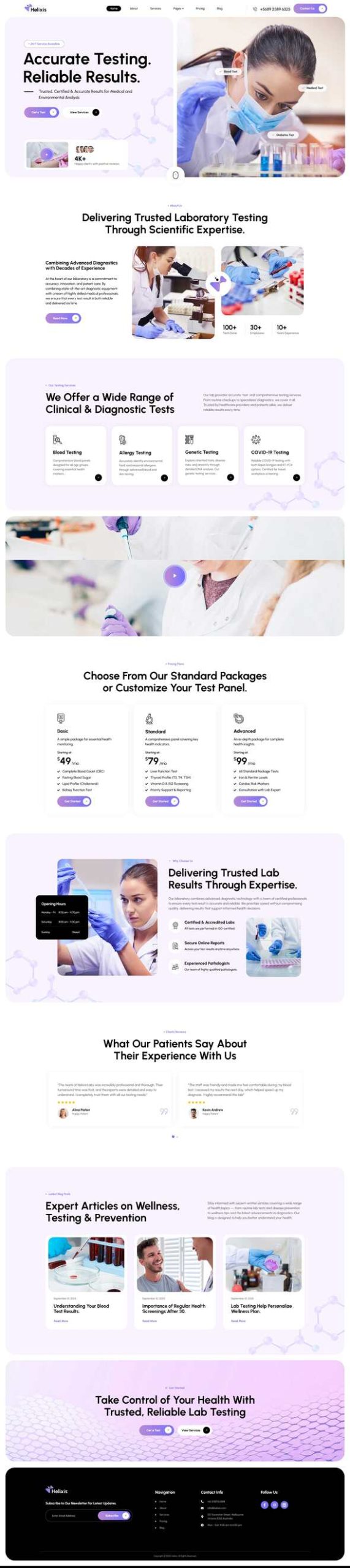 Helixis - Laboratory & Diagnostics Elementor Template Kit