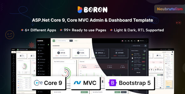 Boron - ASP.NET Core 9 & Core MVC Admin Dashboard Template