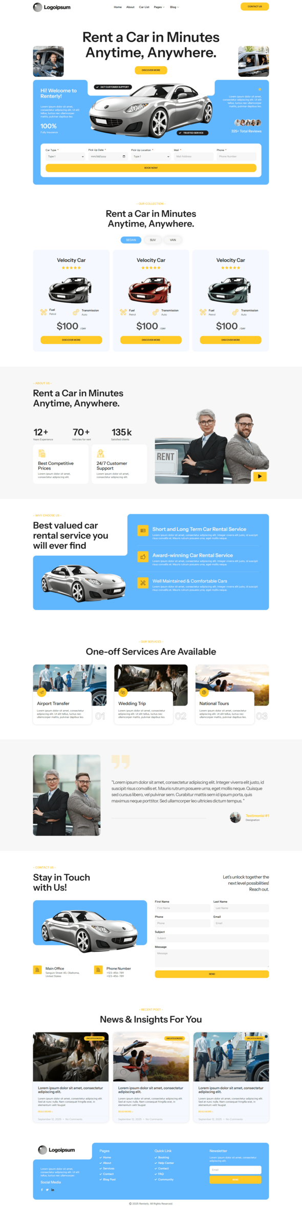 Renterly - Car Rent Elementor Pro Template Kit