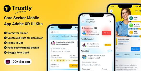 Trustly - Care Seeker Mobile App Adobe XD UI Kits