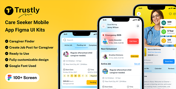 Trustly - Care Seeker Mobile App Figma UI Kits