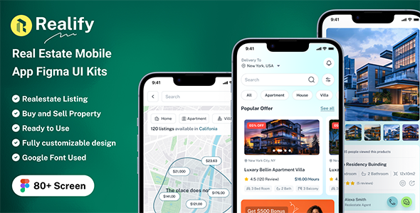 Realify – Real Estate Mobile App Figma UI Kits