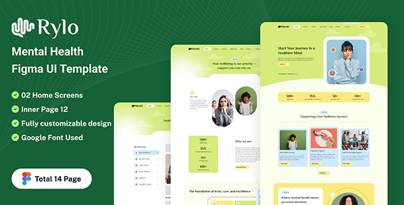 Rylo - Mental Health Figma UI Template listing image