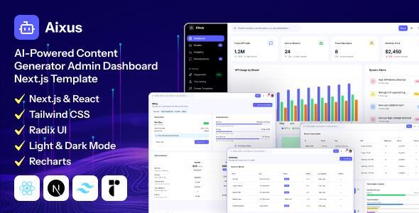 Aixus - AI Powered Content Generator NextJs Admin Template