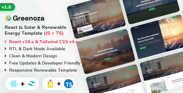 Greenoza - React Js Solar & Renewable Energy Template