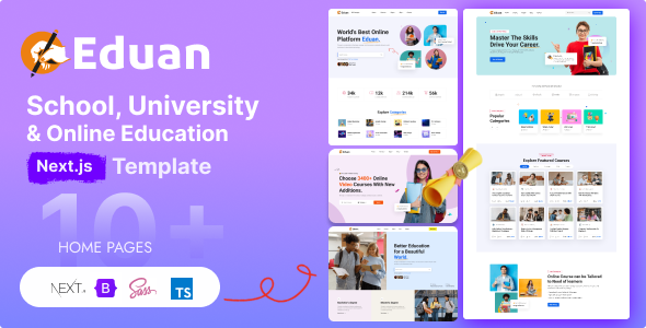 Preview image for Education Website Templates | School University and Online Education Course Next.js Template - Eduan