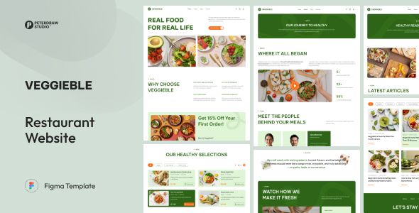 Veggieble – Healthy Food Catering Website UI Figma Template
