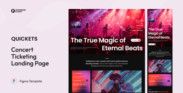 Quickets - Concert Ticketing Landing Page Figma Template