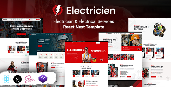 Product preview supplied for Electricien - Electrician & Electrical Services React Nextjs Template