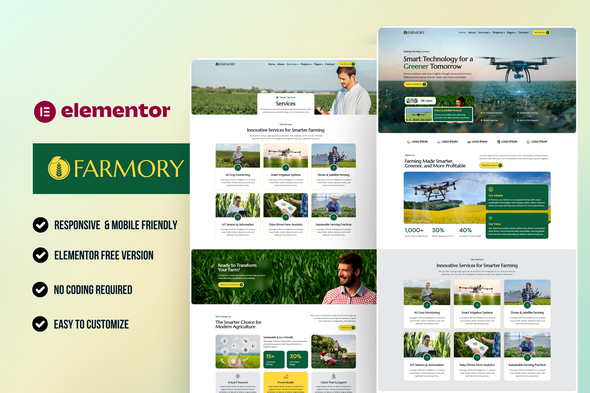 Farmory - Smart Agriculture Elementor Template Kit