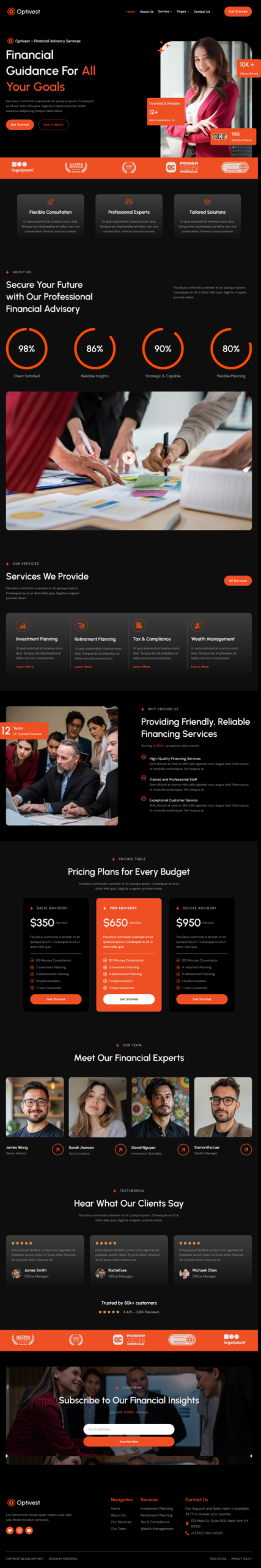 Optivest - Financial Advisor Elementor Template Kit