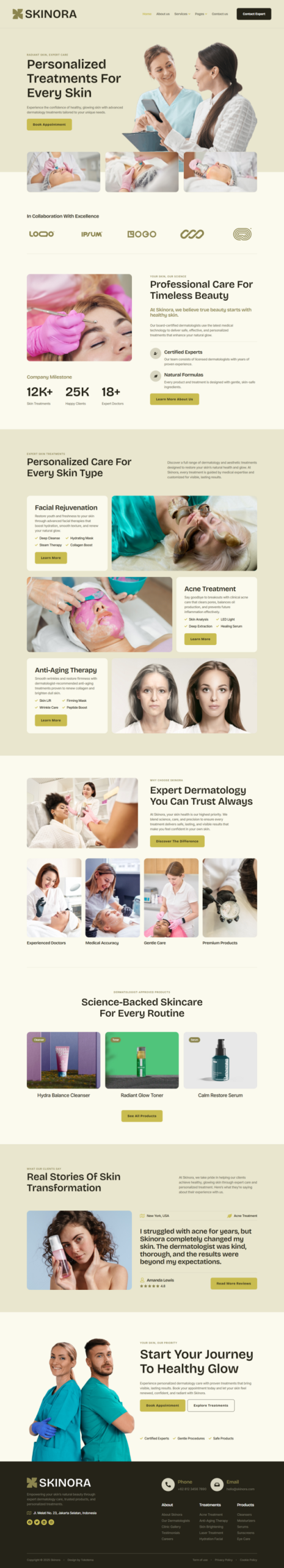 Skinora - Skincare Dermatology Clinic Website Elementor Template Kits