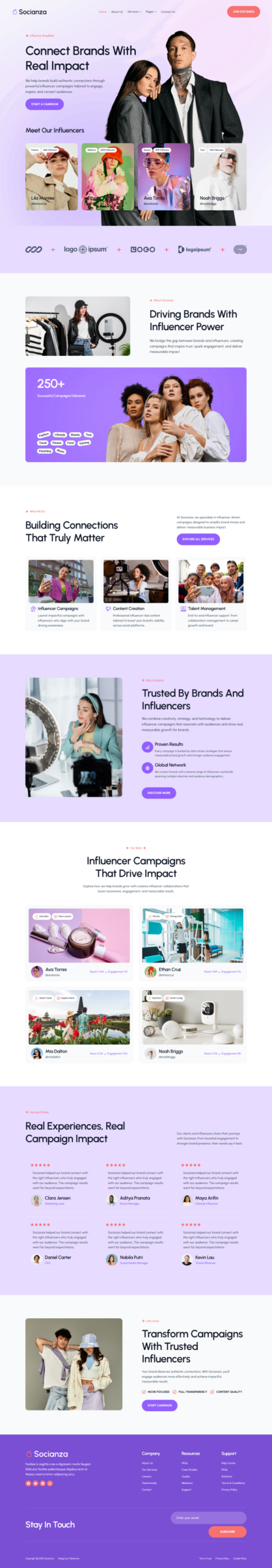Socianza - Influencer Agency Elementor Template Kit
