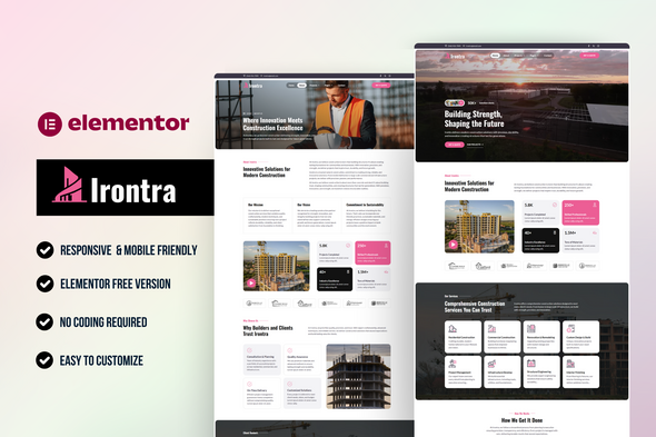 Irontra - Construction WordPress Elementor Template Kit