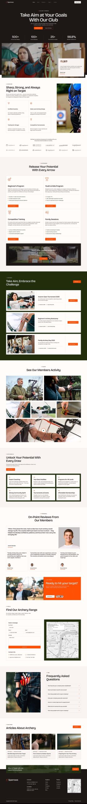 Sparrows - Archery Club & Courses Elementor Template Kit