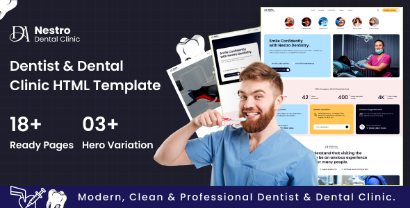 Product preview supplied for Nestro - Dentist & Dental Clinic HTML Template