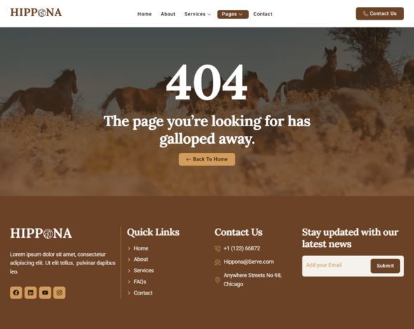 Hippona - Horse Breeding Business Elementor Template Kit