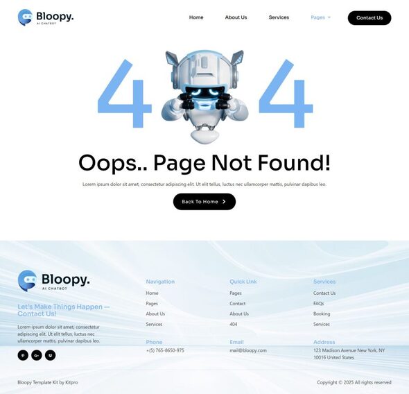Bloopy - Modern AI Chat Bot Elementor Template Kit
