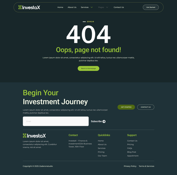 InvestaX - Finance & Investment Elementor Template Kit