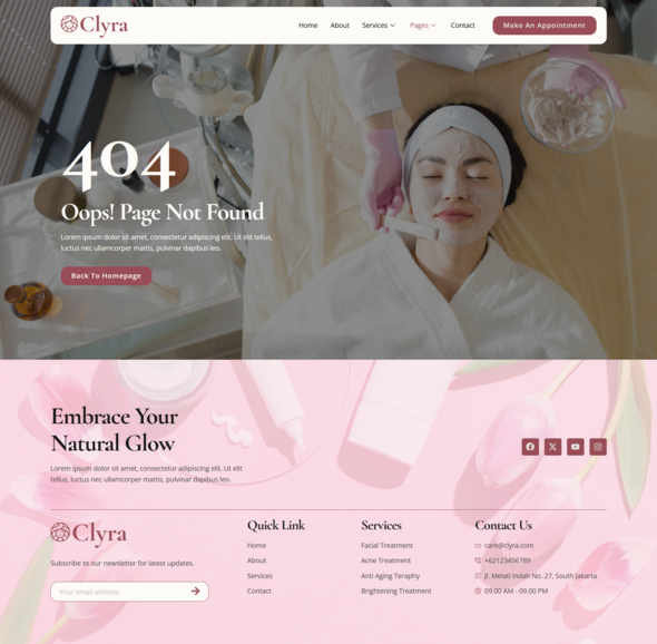 Clyra - Skincare & Dermatology Elementor Template Kit